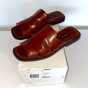 Men’s Bally leather sandals, cognac, 12”